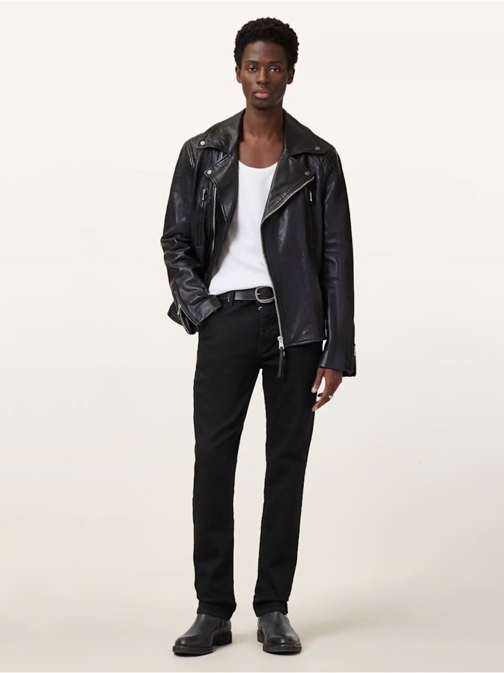 ALL SAINTS Sid Skinny Fit Denim Jeans Jet Black 28
